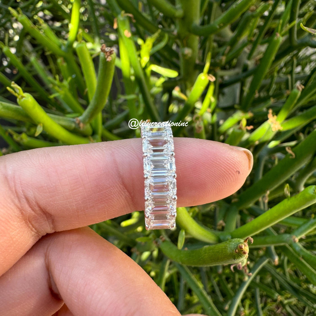8 Carat Emerald Cut Diamond Eternity Band