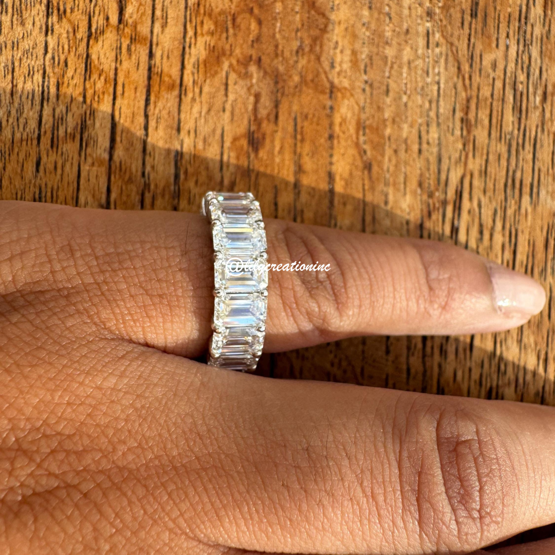 8 Carat Emerald Cut Diamond Eternity Band