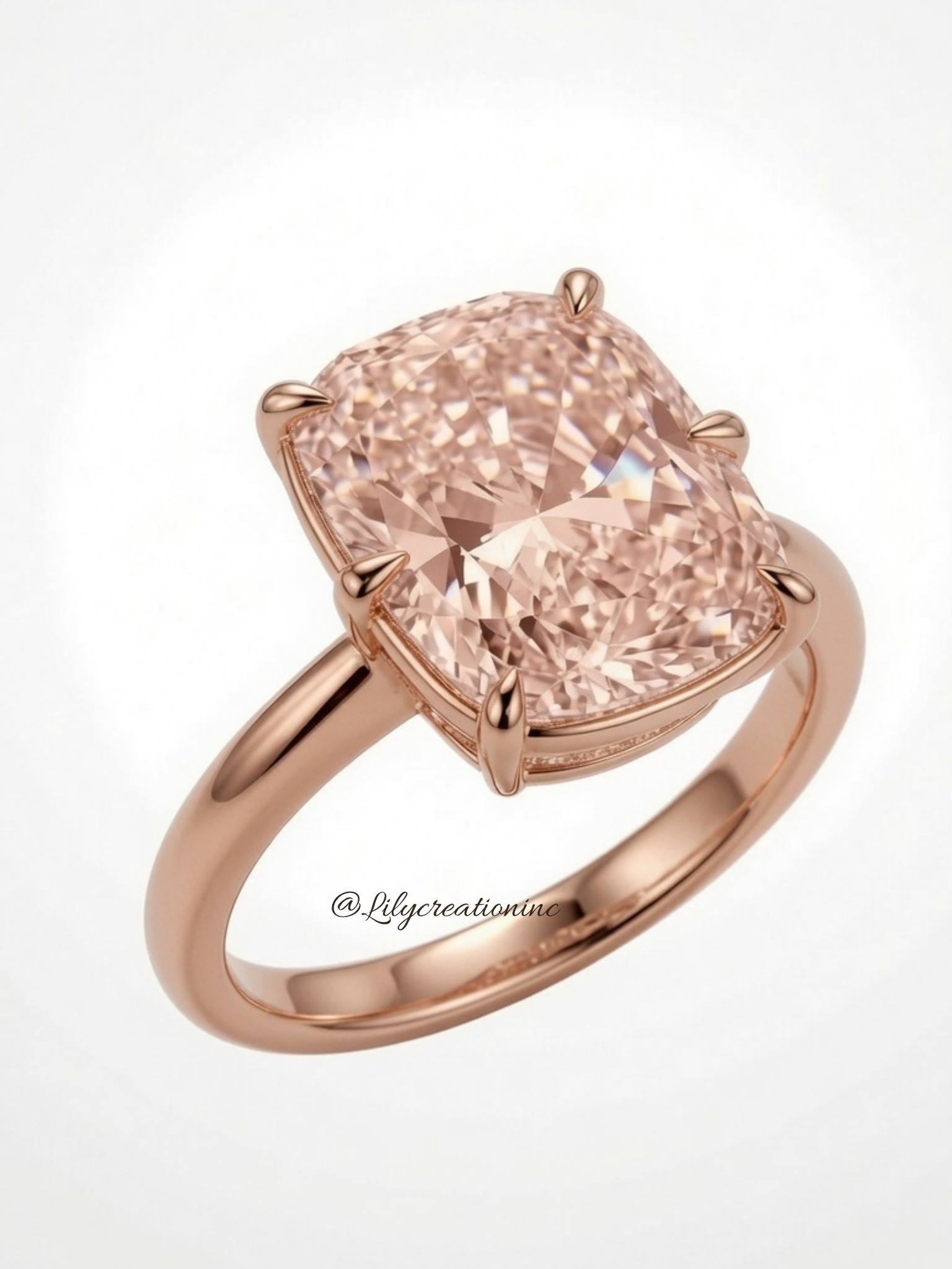 Pink Cushion Solitaire Diamond Engagement Ring