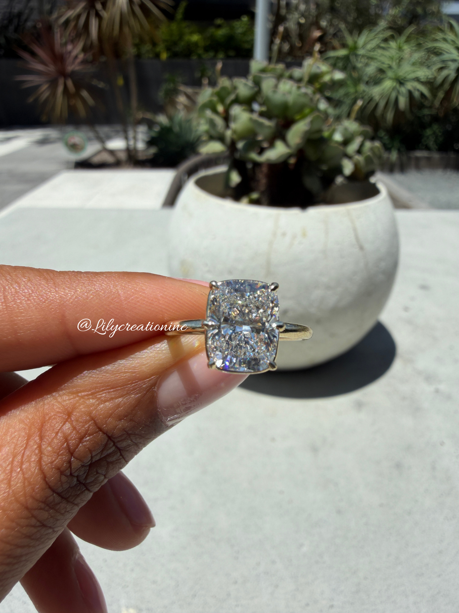 Cushion Solitaire Lab Grown Diamond Engagement Ring