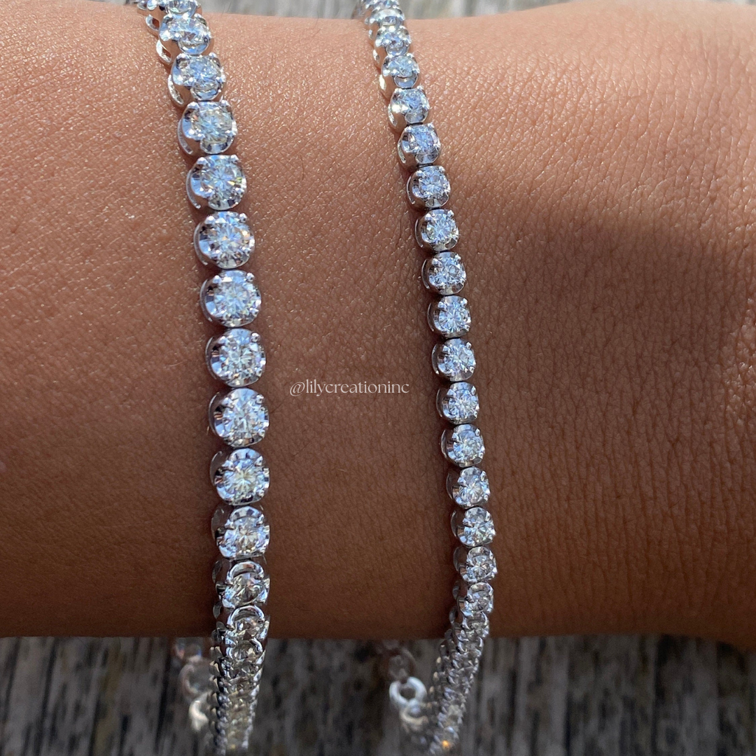 5 Carat Crown Setting Round Lab Grown Diamond Tennis Bracelet