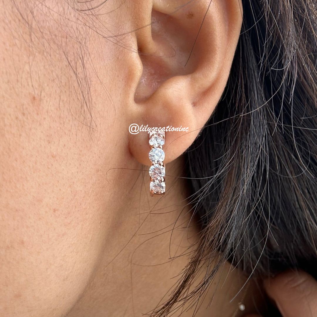 2 Carat Round Lab Grown Diamond Huggie Earrings