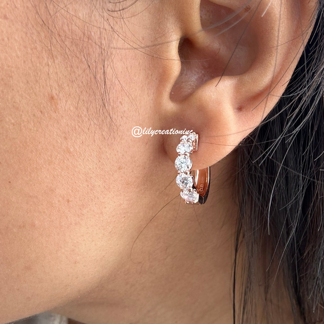 2 Carat Round Lab Grown Diamond Huggie Earrings