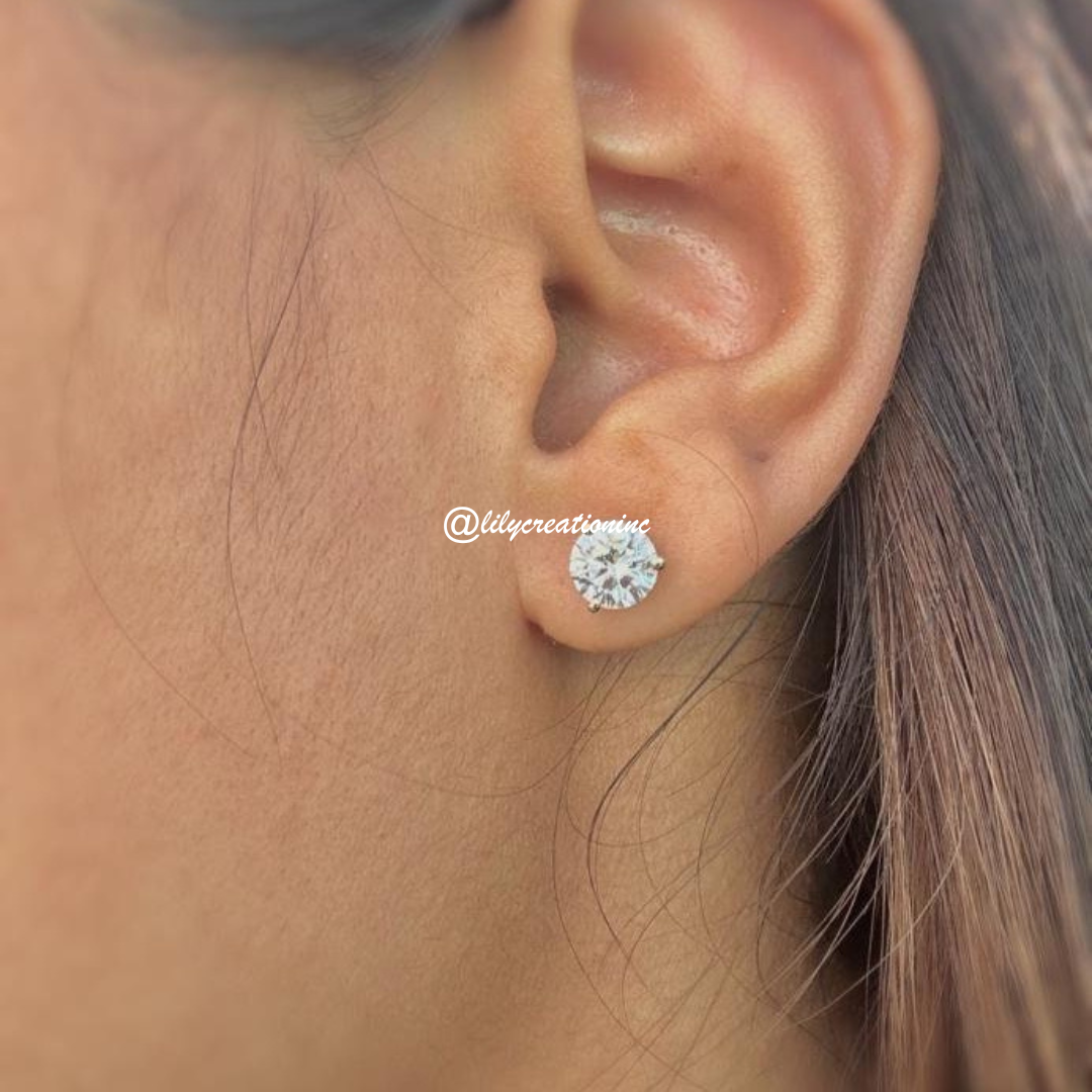 2 Carat Round Martini Set Lab Grown Diamond Stud Earrings