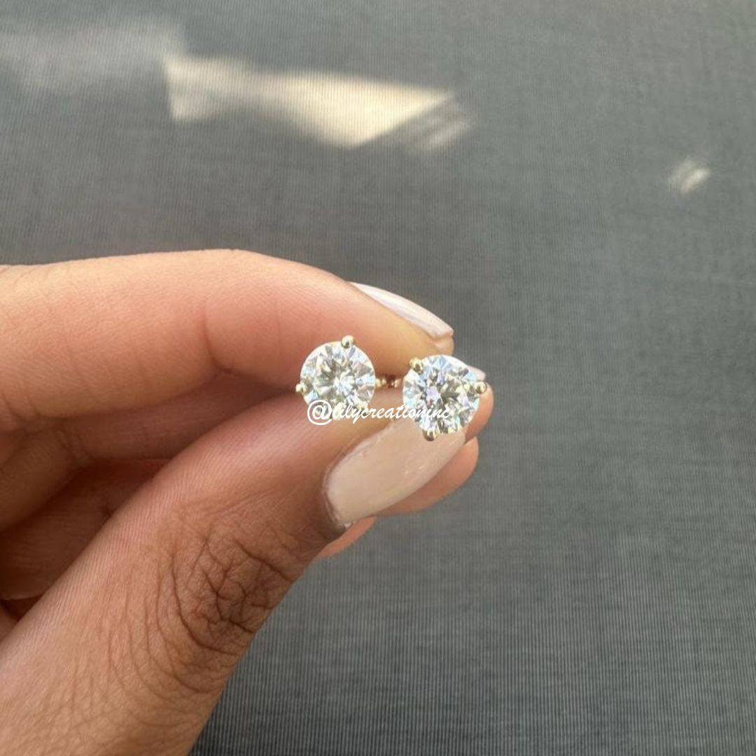 2 Carat Round Martini Set Lab Grown Diamond Stud Earrings