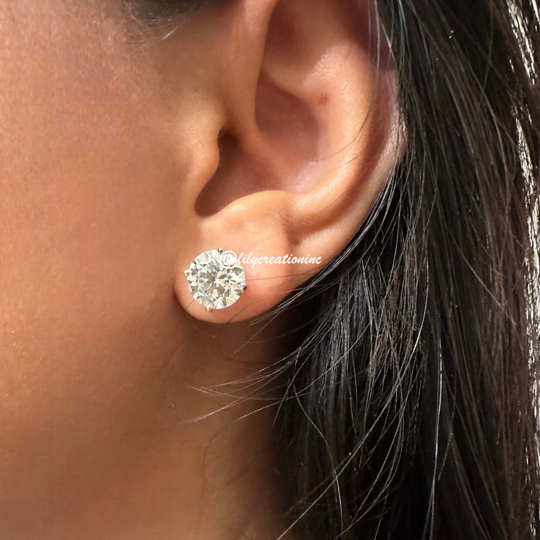 2 Carat Round Lab Grown Diamond Stud Earrings
