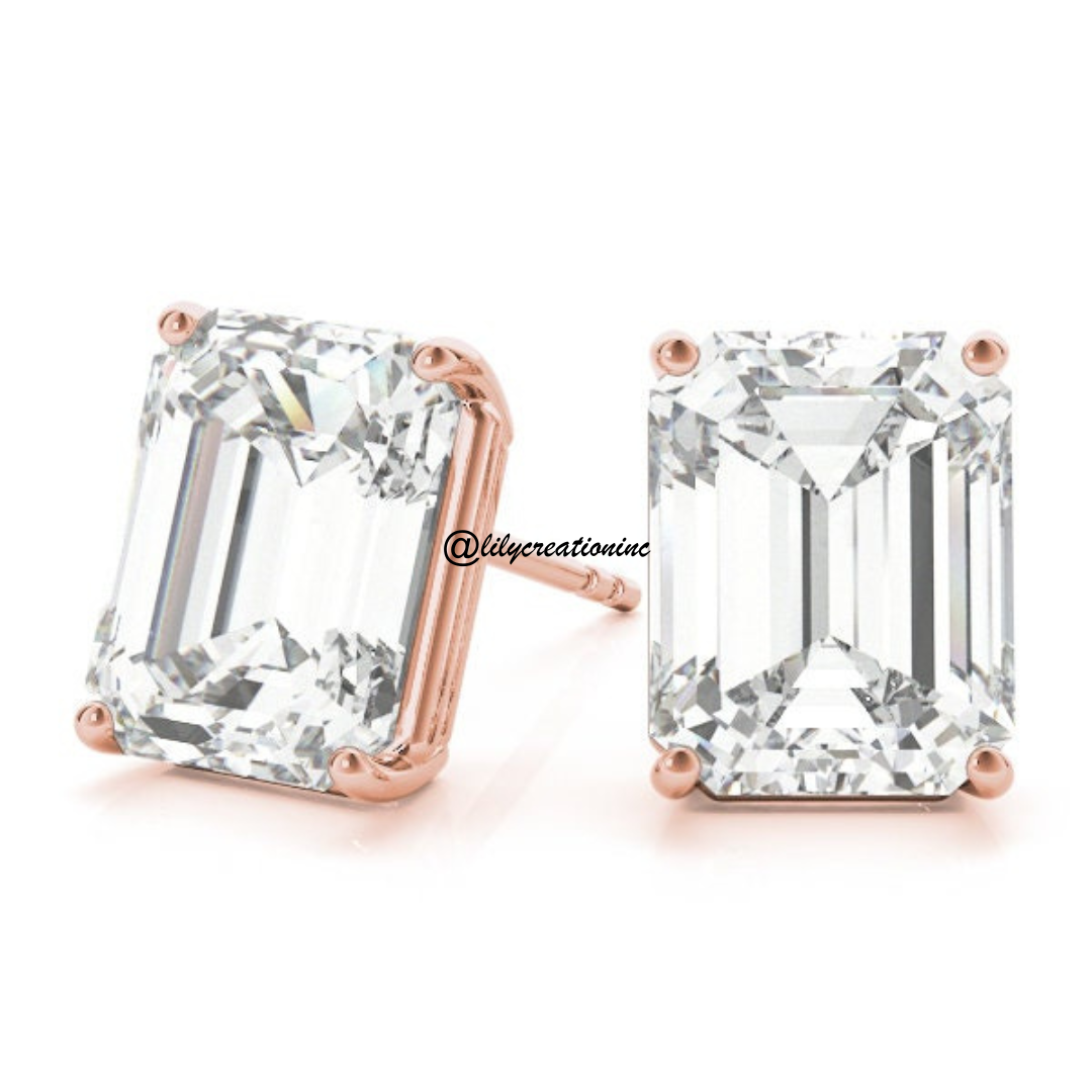 2 Carat Emerald Cut Lab Grown Diamond Stud Earrings