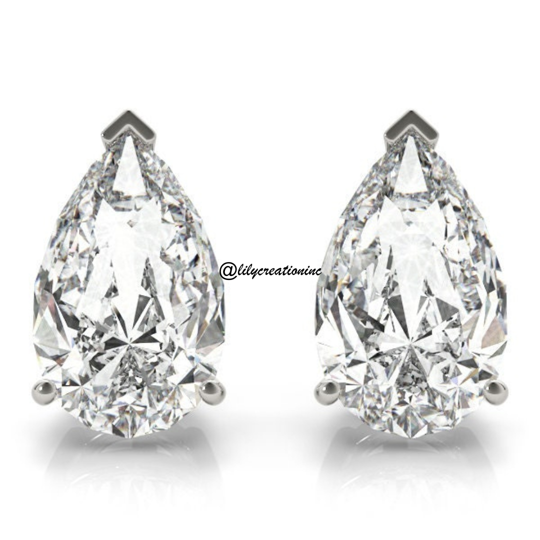 2 Carat Pear Lab Grown Diamond Stud Earrings