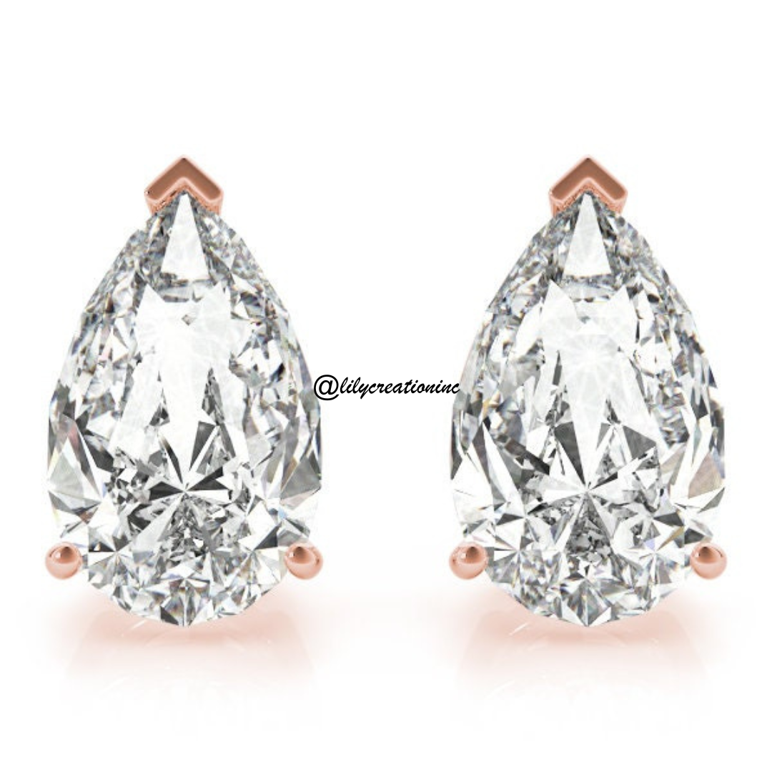2 Carat Pear Lab Grown Diamond Stud Earrings