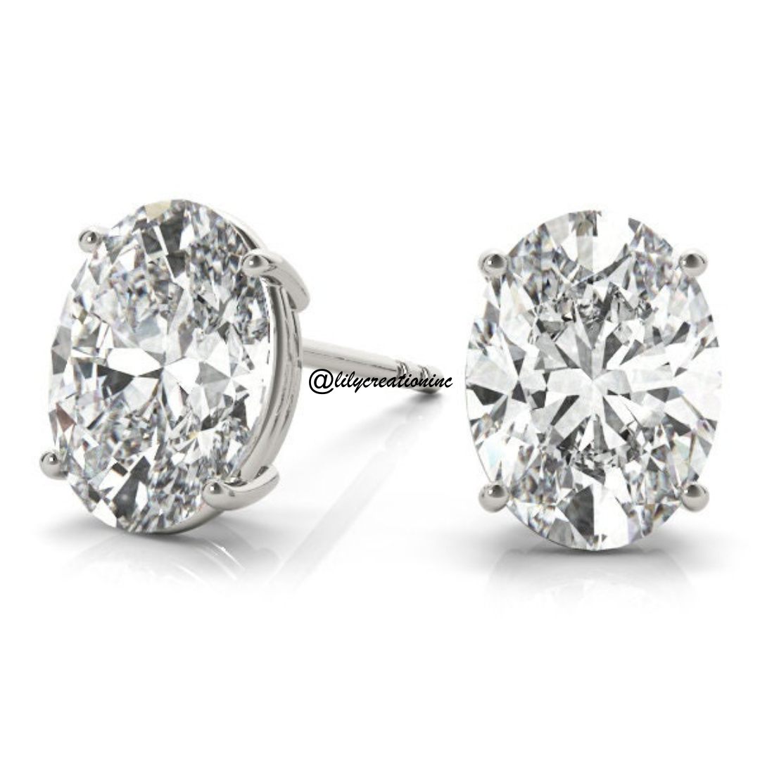 2 Carat Oval Lab Grown Diamond Stud Earrings
