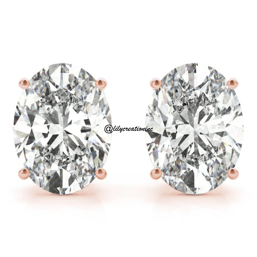 2 Carat Oval Lab Grown Diamond Stud Earrings