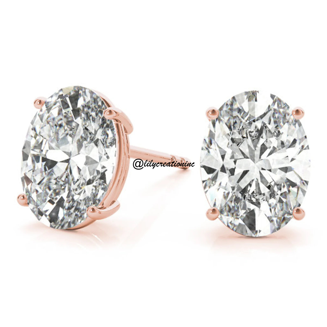 2 Carat Oval Lab Grown Diamond Stud Earrings