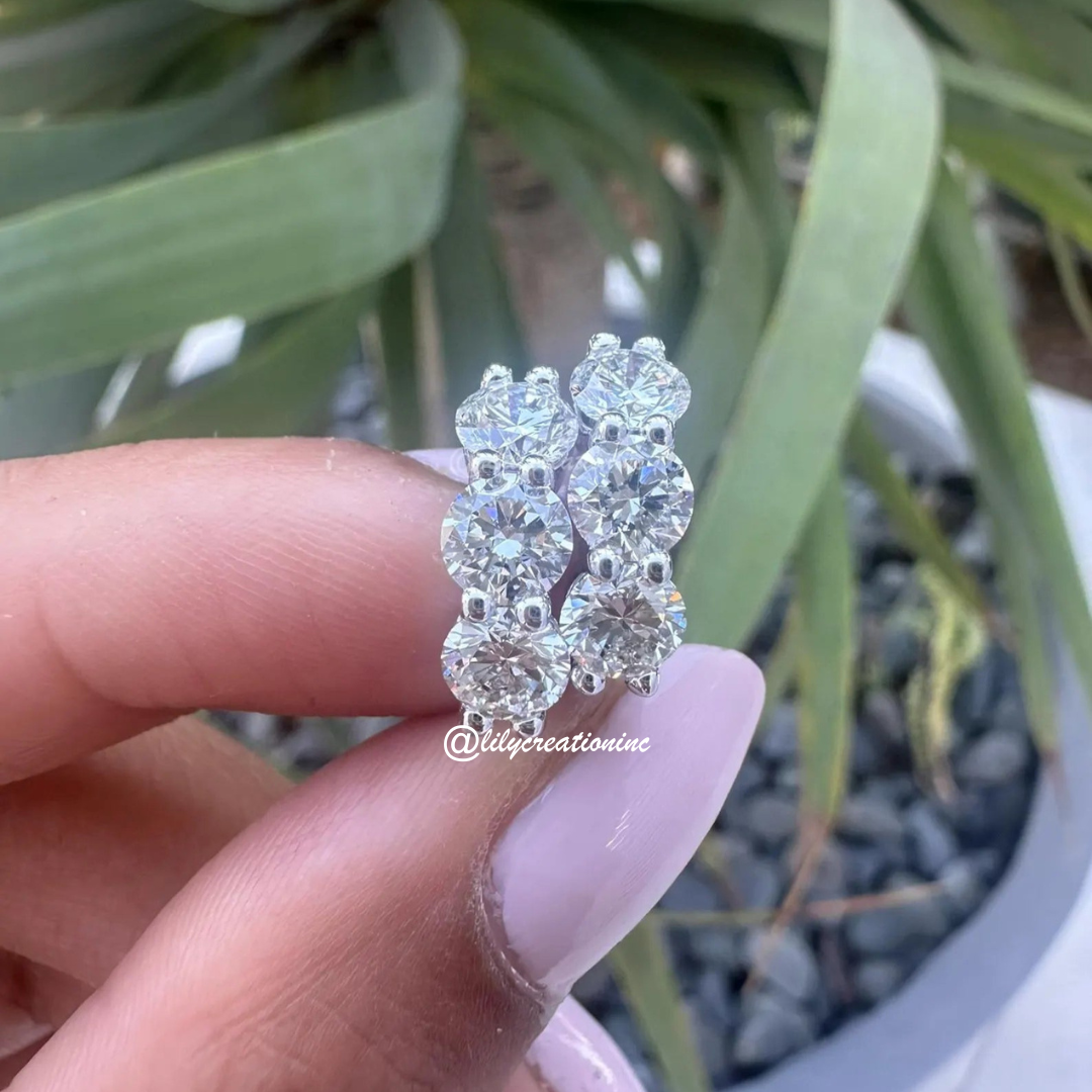 3 Carat Round Lab Grown Diamond Huggie Earrings