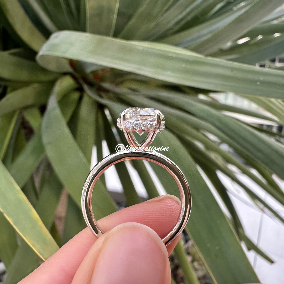 Round Solitaire Hidden Halo Diamond Engagement Ring