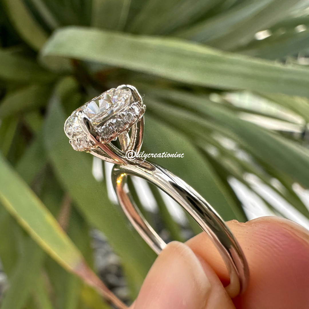 Round Solitaire Hidden Halo Diamond Engagement Ring