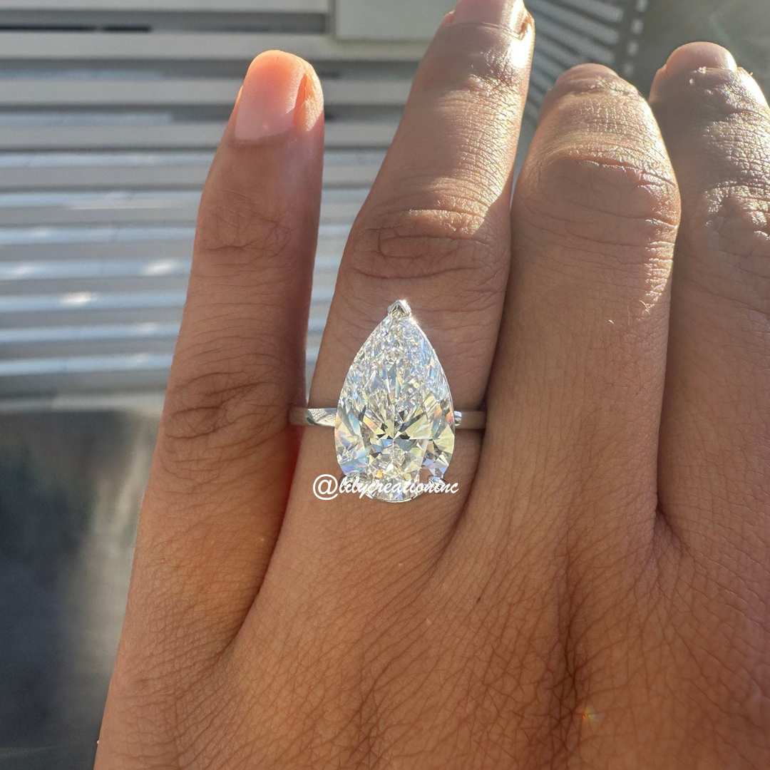 Three-Prong Pear Cut Diamond Engagement Ring