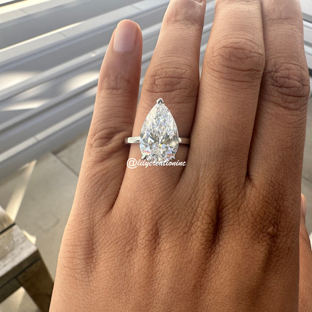 Three-Prong Pear Cut Diamond Engagement Ring