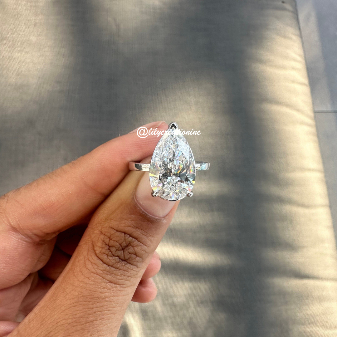 Three-Prong Pear Cut Diamond Engagement Ring