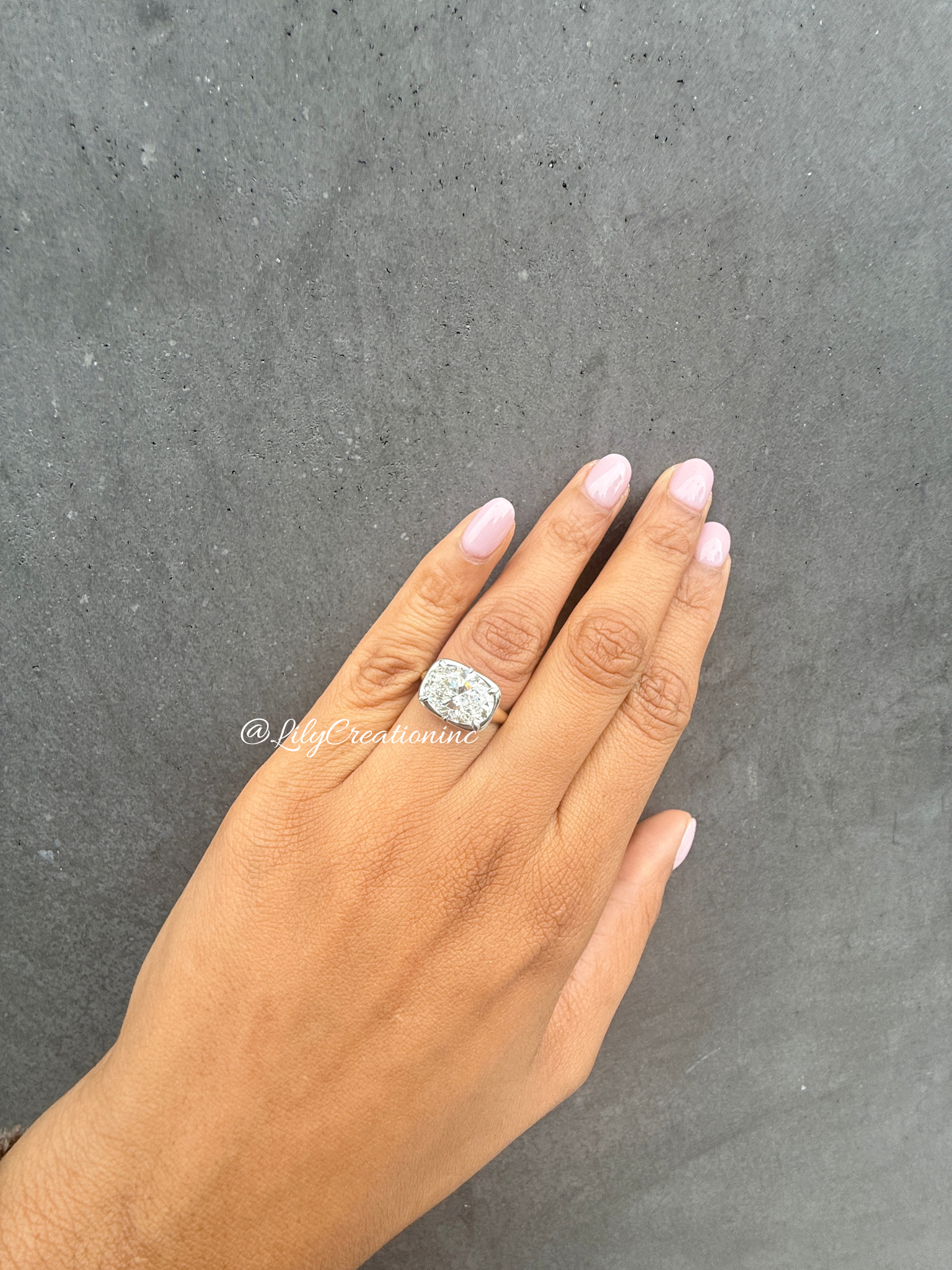 Oval Cut Two Tone East to West Lab Grown Diamond Engagement Ring