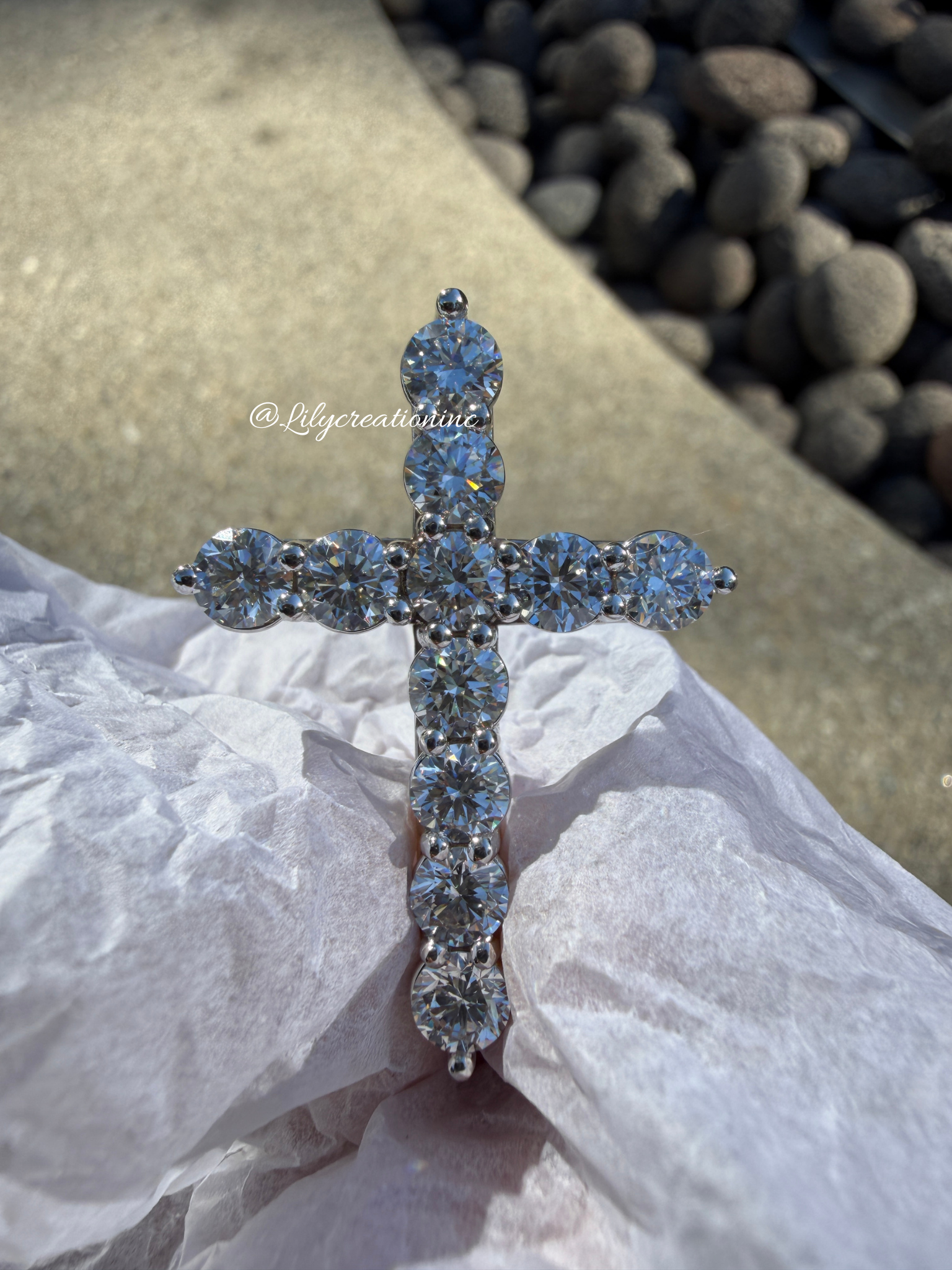 5 Carat Round Lab Grown Diamond Cross Pendant
