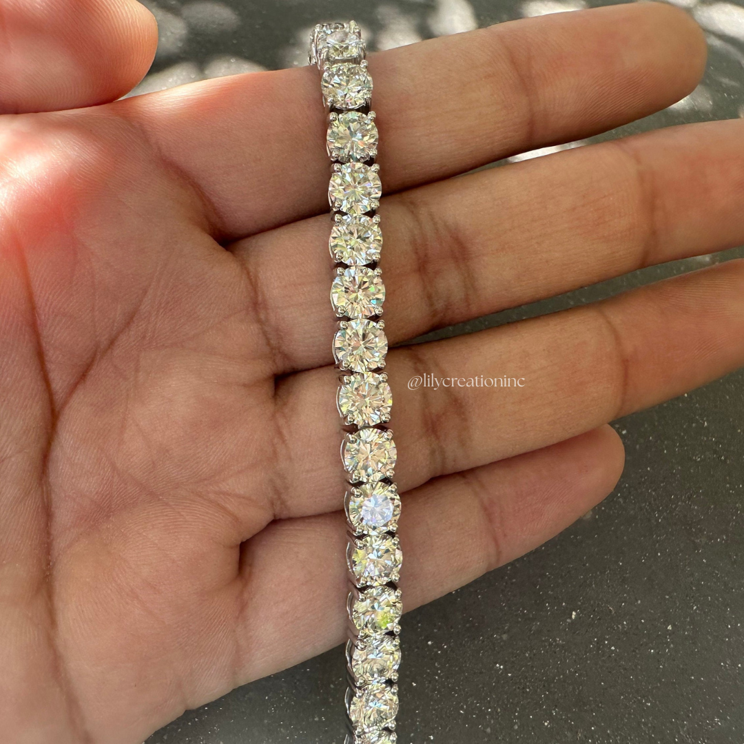20 Carat Round Lab Grown Diamond Tennis Bracelet
