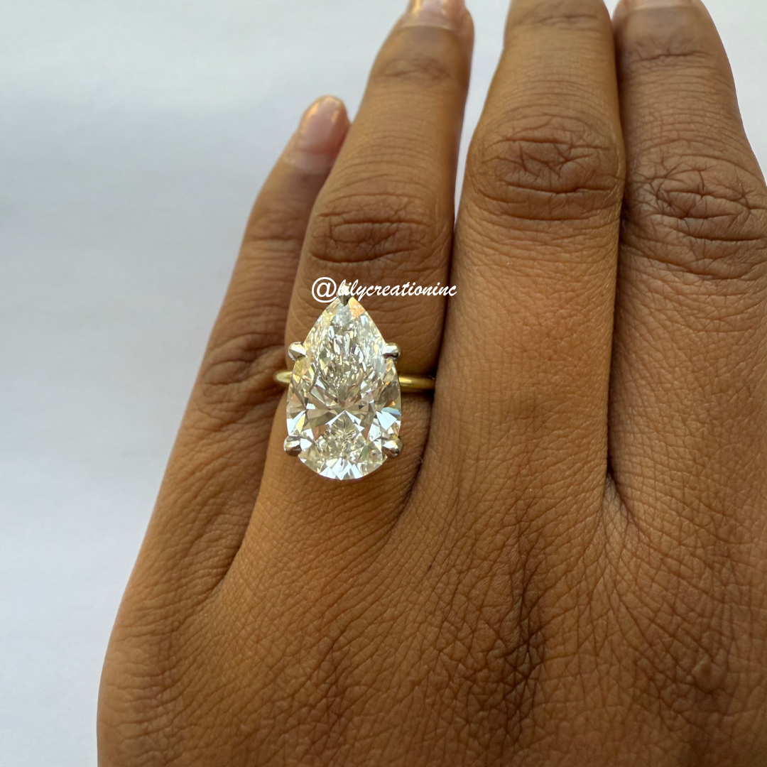 Six-Prong Pear Cut Diamond Engagement Ring