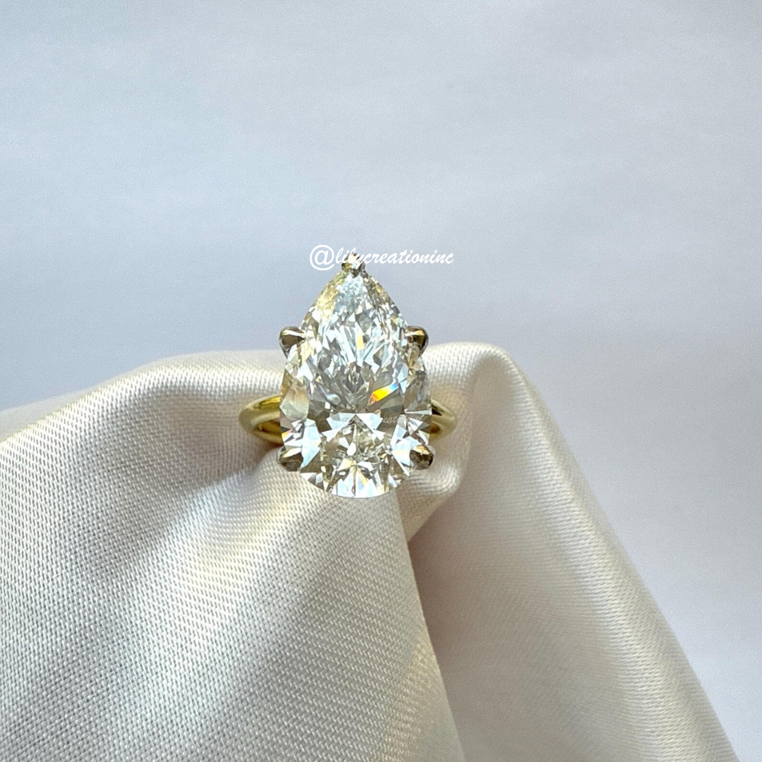 Six-Prong Pear Cut Diamond Engagement Ring