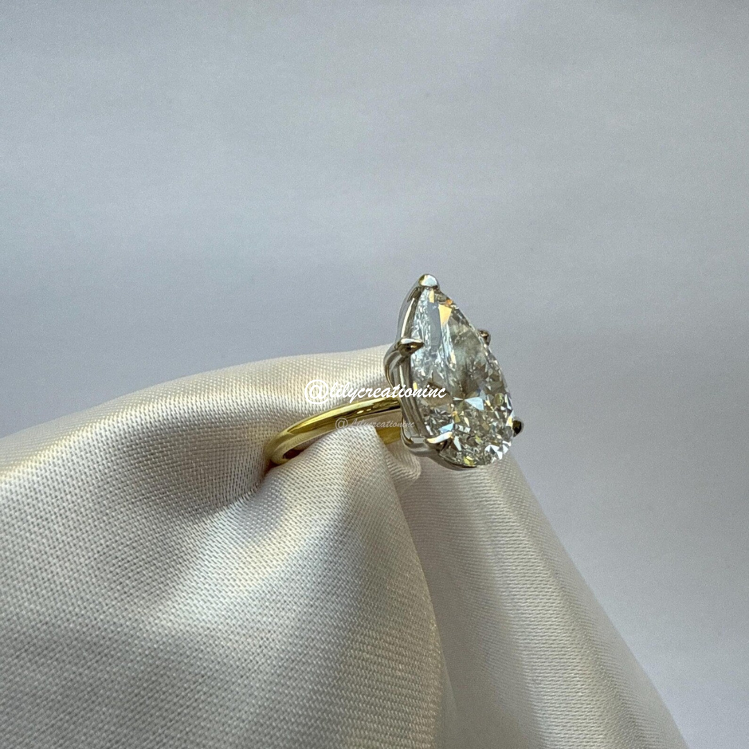 Six-Prong Pear Cut Diamond Engagement Ring
