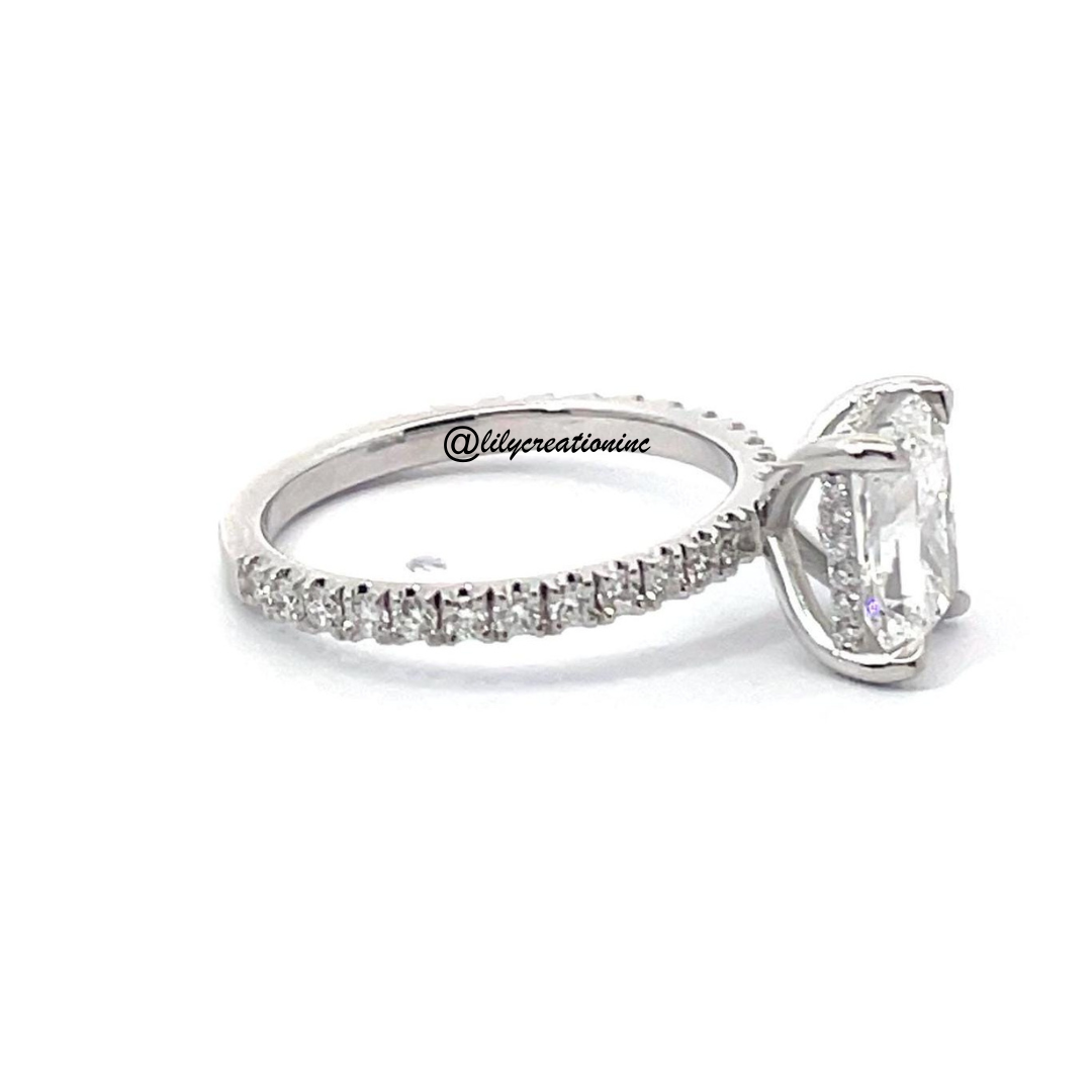 Radiant Cut Hidden Halo Diamond Engagement Ring