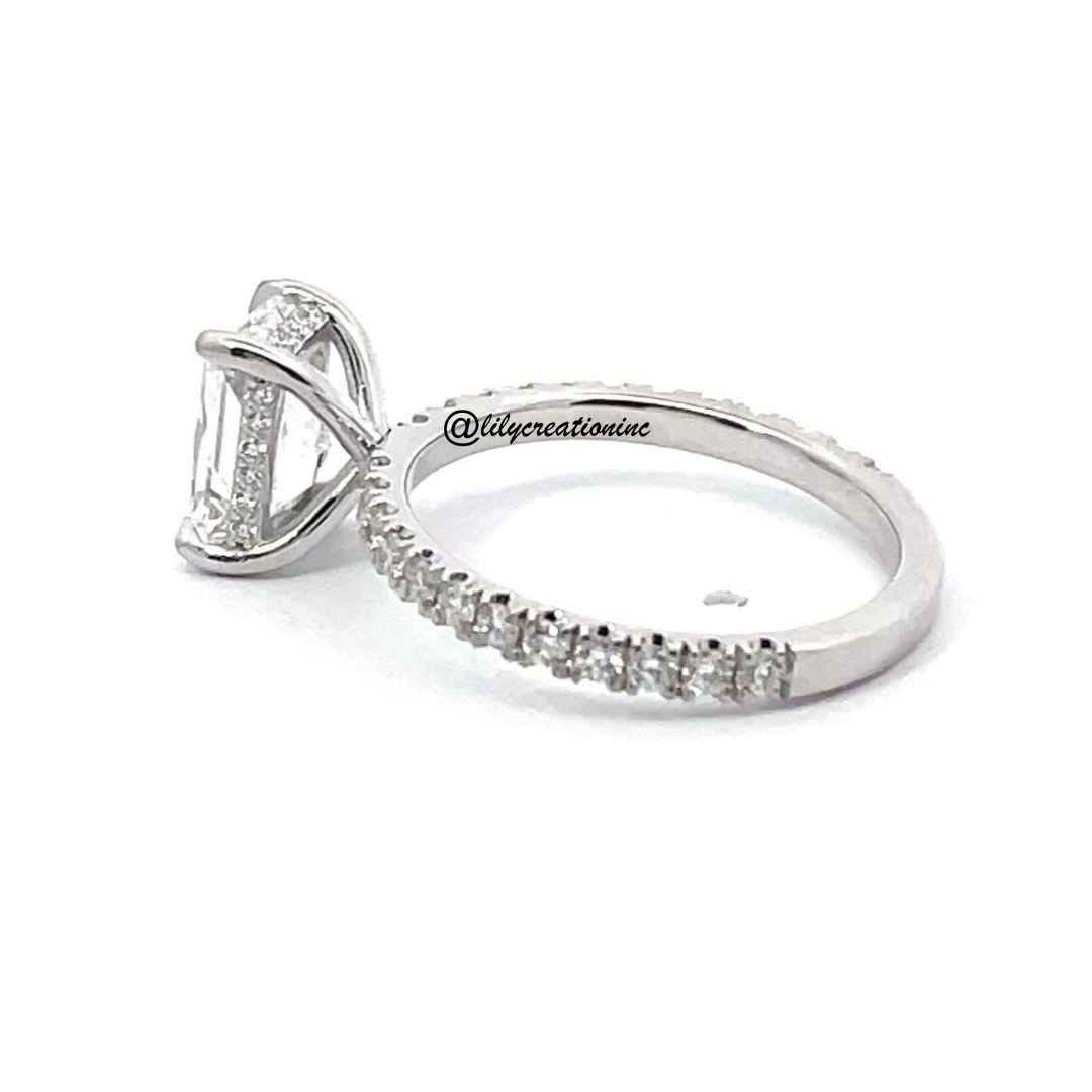 Radiant Cut Hidden Halo Diamond Engagement Ring