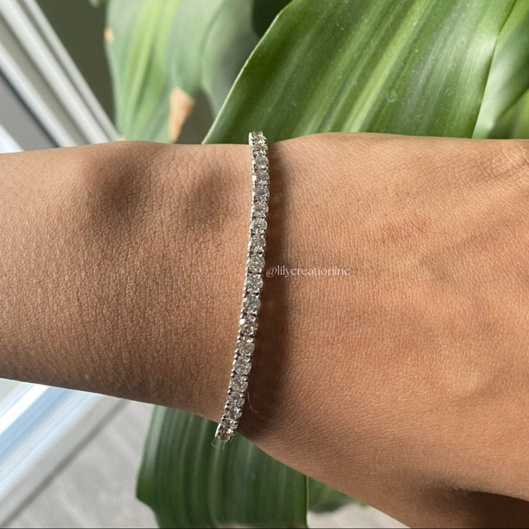 6 Carat Round Lab Grown Diamond Tennis Bracelet