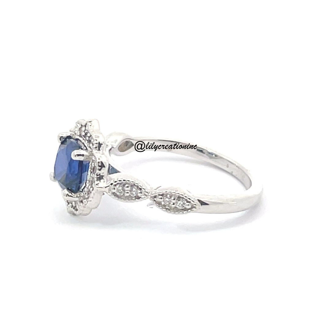 Art Deco Sapphire & Diamond Engagement Ring - 3 ct