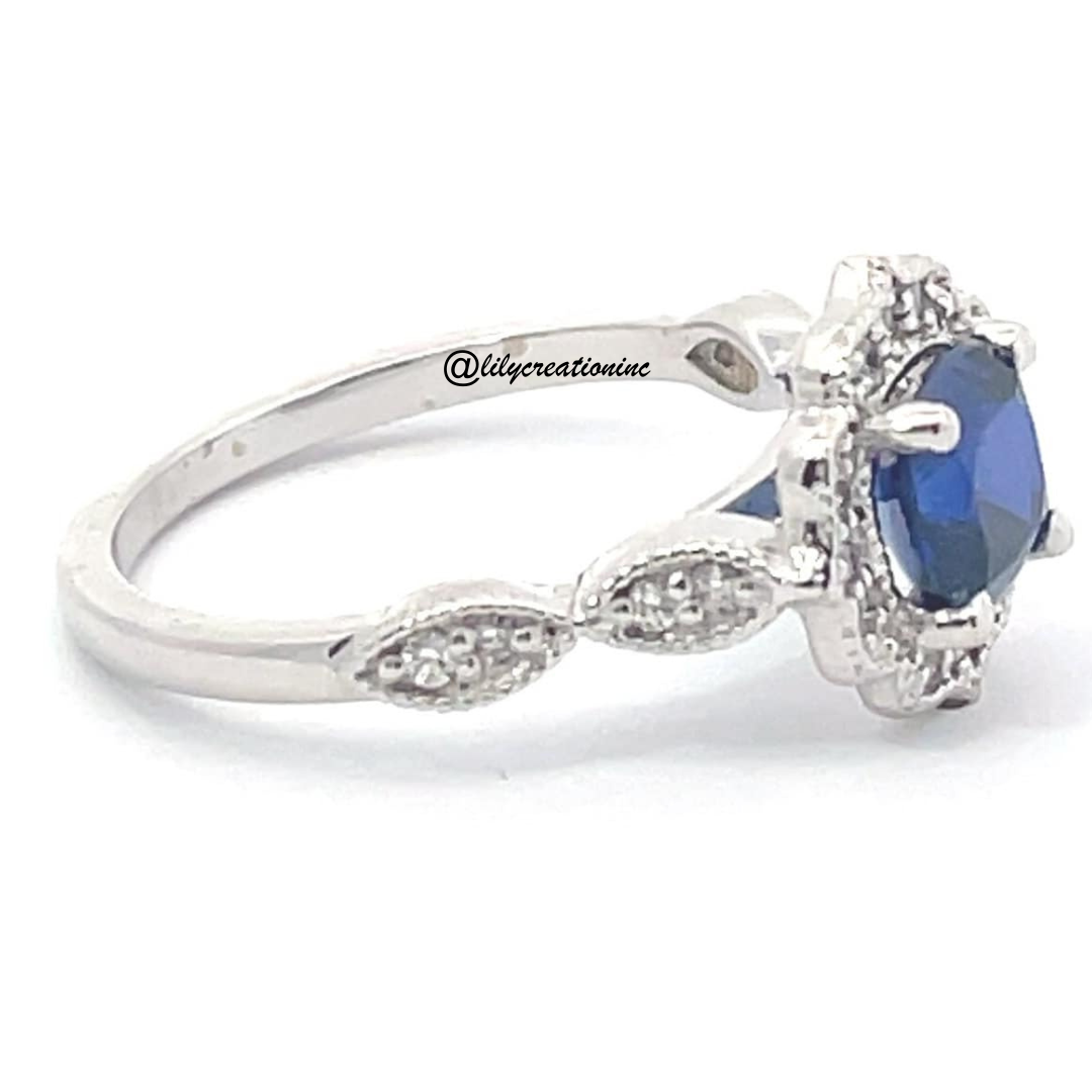 Art Deco Sapphire & Diamond Engagement Ring - 3 ct