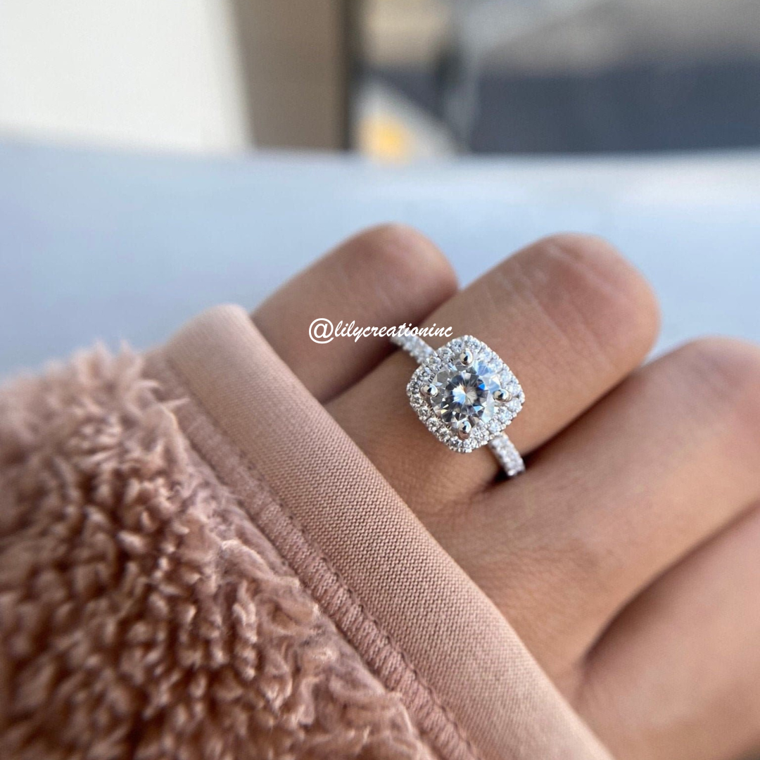 Cushion Halo Diamond Engagement Ring