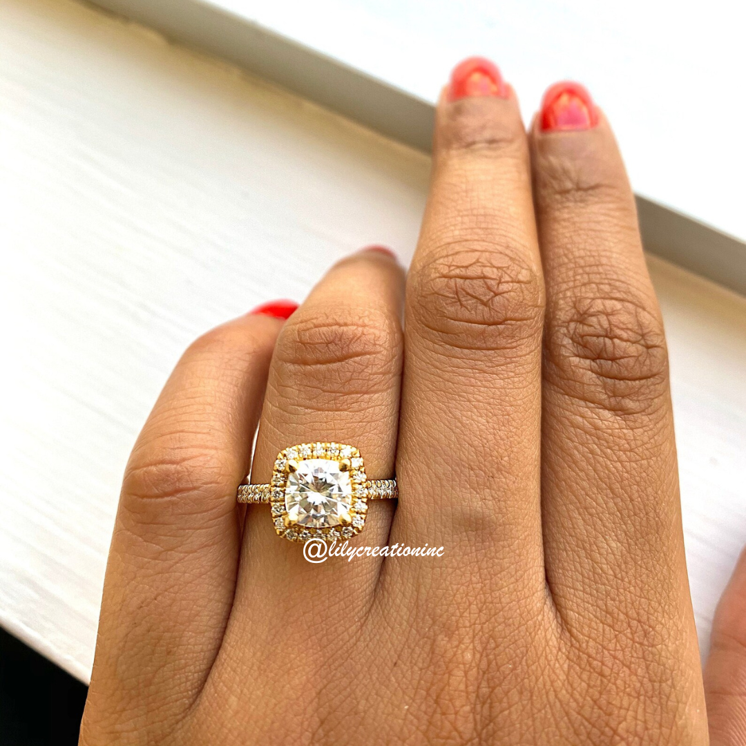 Cushion Halo Diamond Engagement Ring