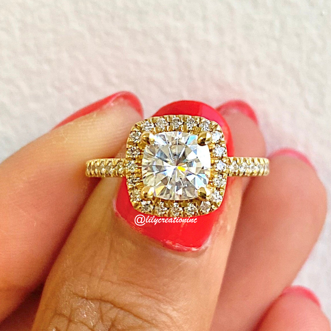 Cushion Halo Diamond Engagement Ring