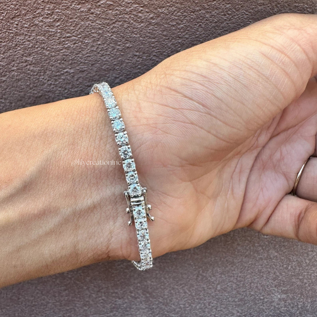 7 Carat Round Lab Grown Diamond Tennis Bracelet