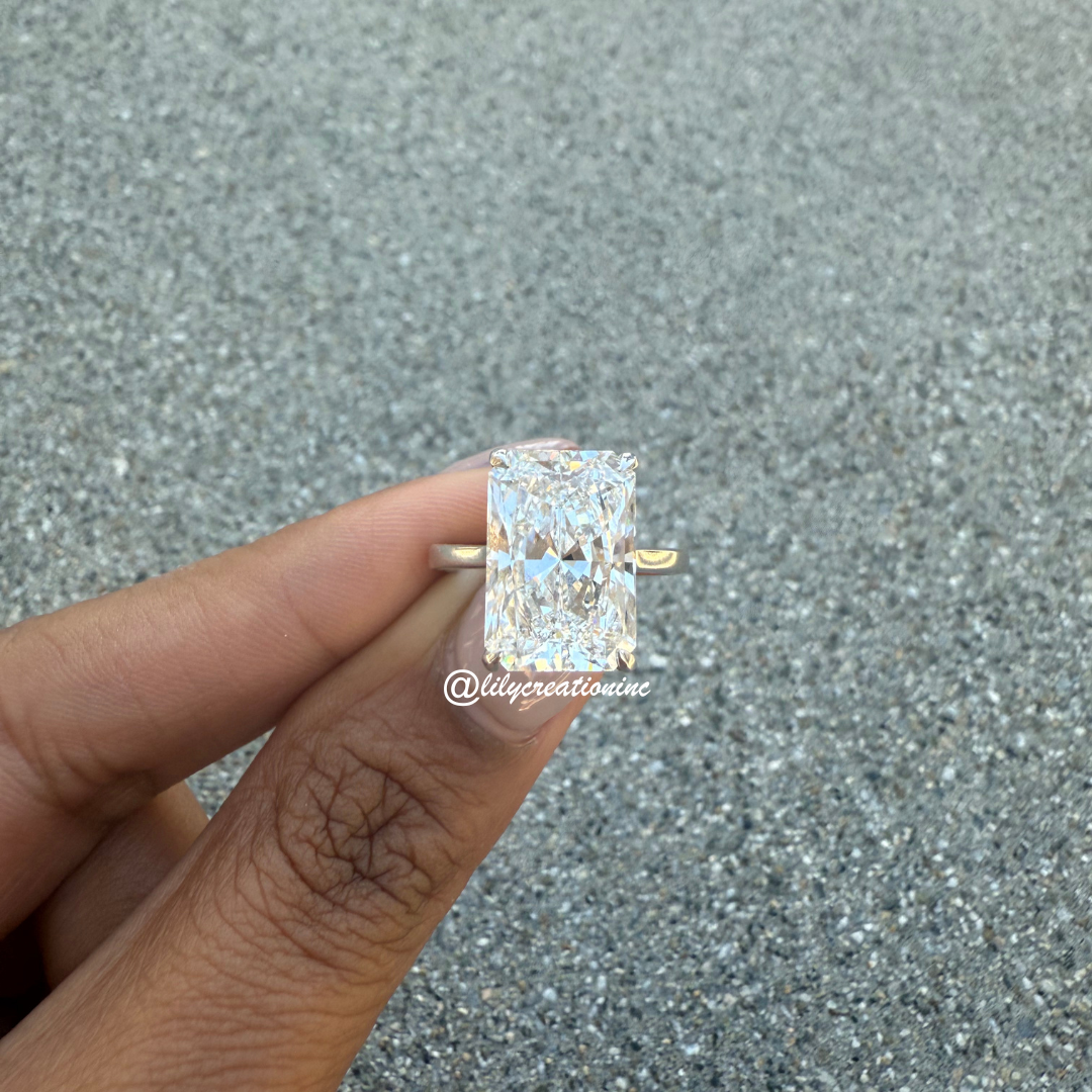 Radiant Cut Solitaire Diamond Engagement Ring With Halo