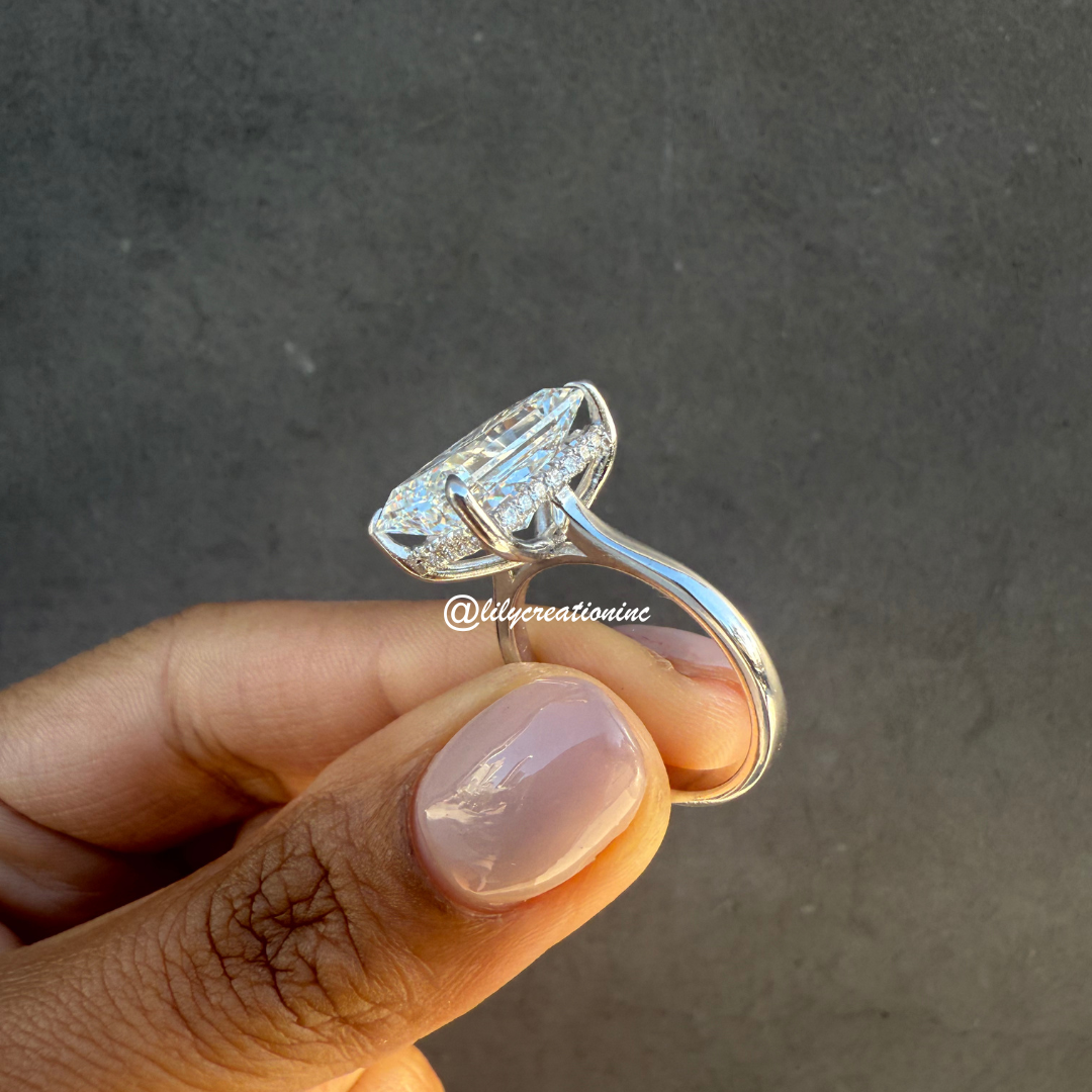 Radiant Cut Solitaire Diamond Engagement Ring With Halo