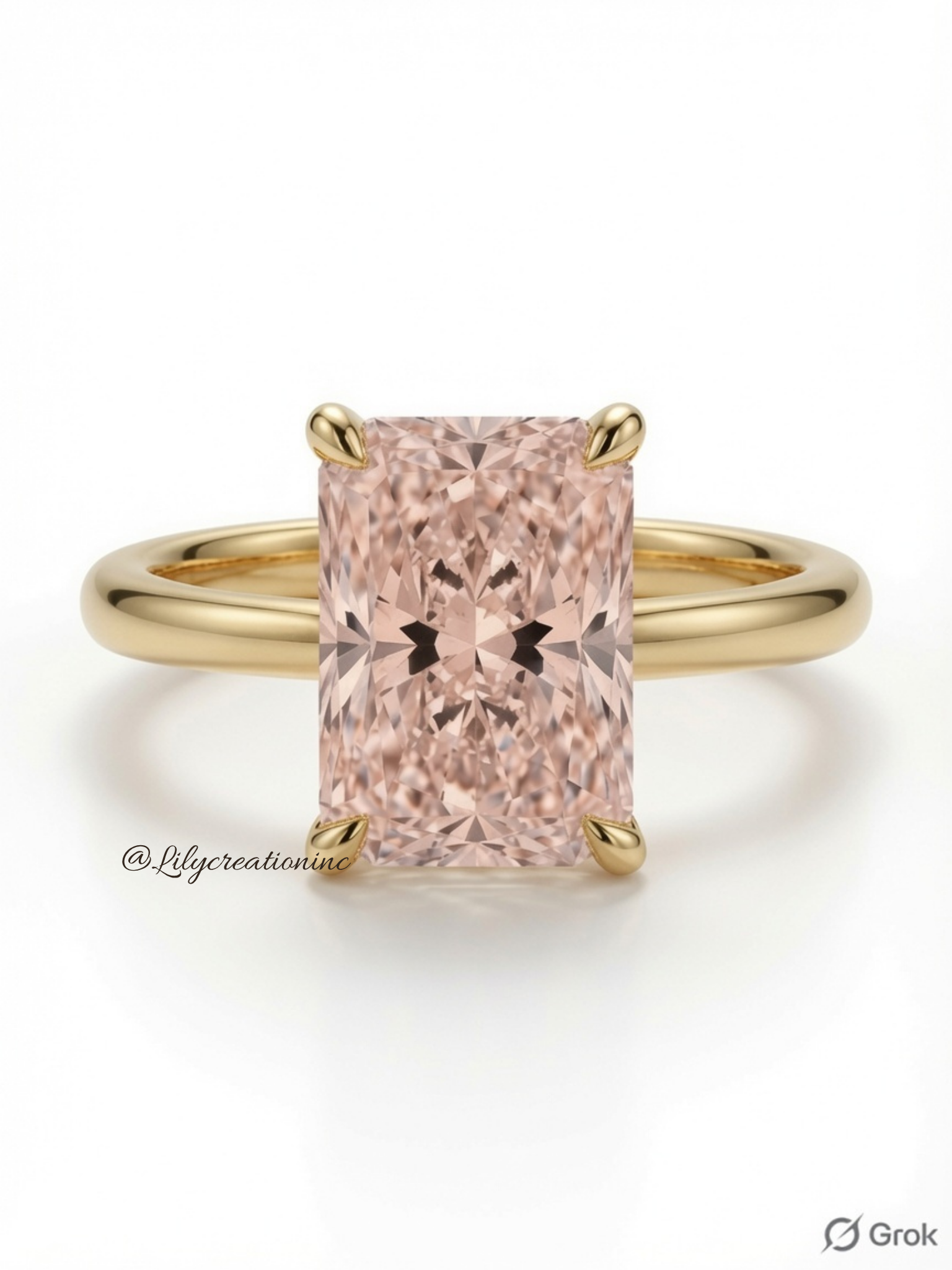 Pink Radiant Cut Solitaire Diamond Engagement Ring