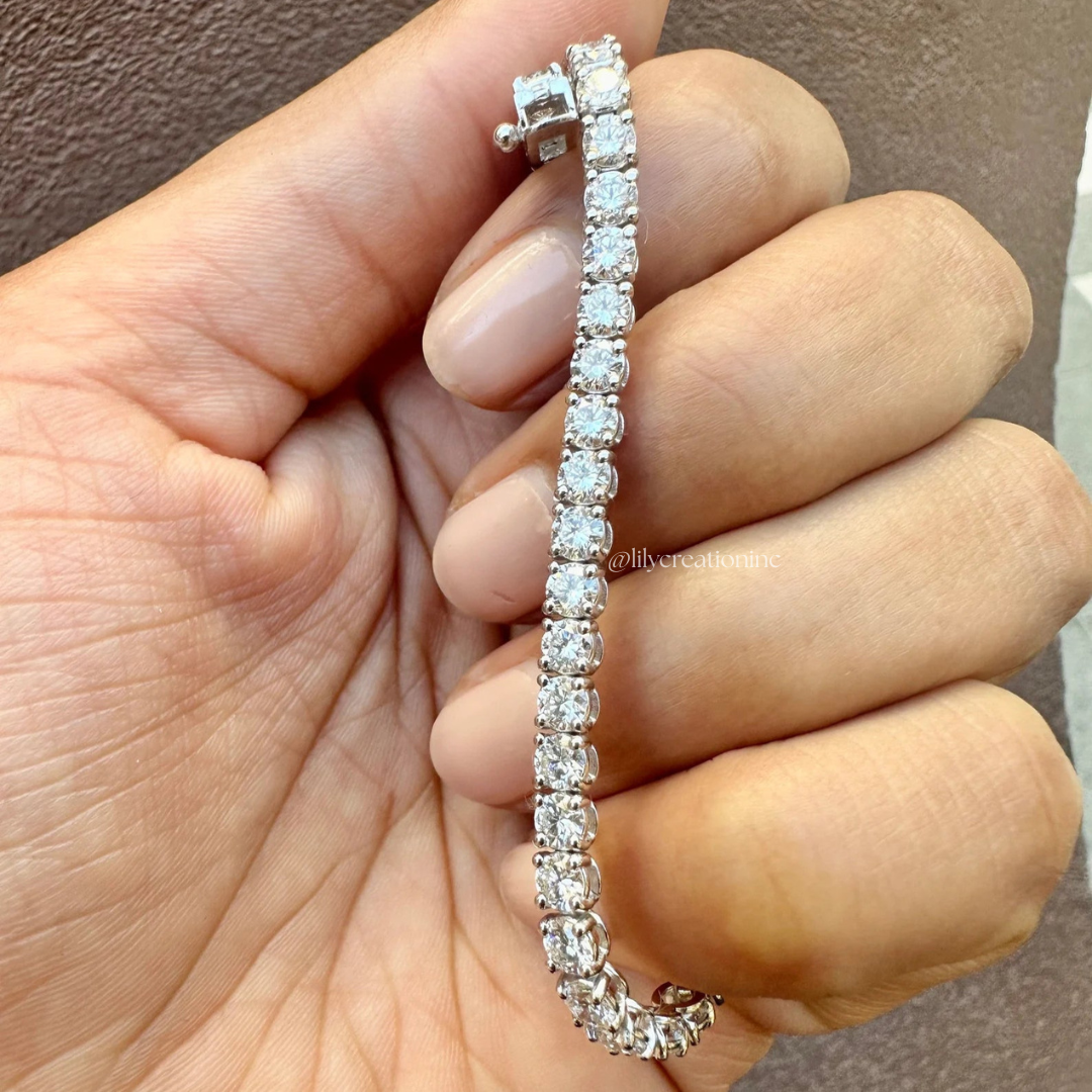 7 Carat Round Lab Grown Diamond Tennis Bracelet