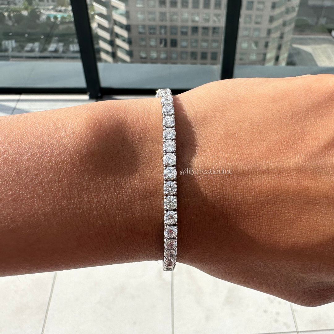 9 Carat Round Lab Grown Diamond Tennis Bracelet