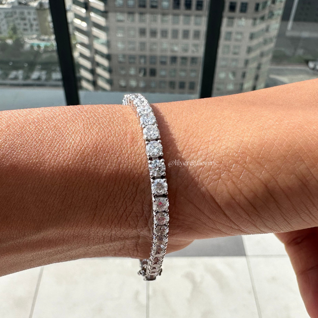9 Carat Round Lab Grown Diamond Tennis Bracelet