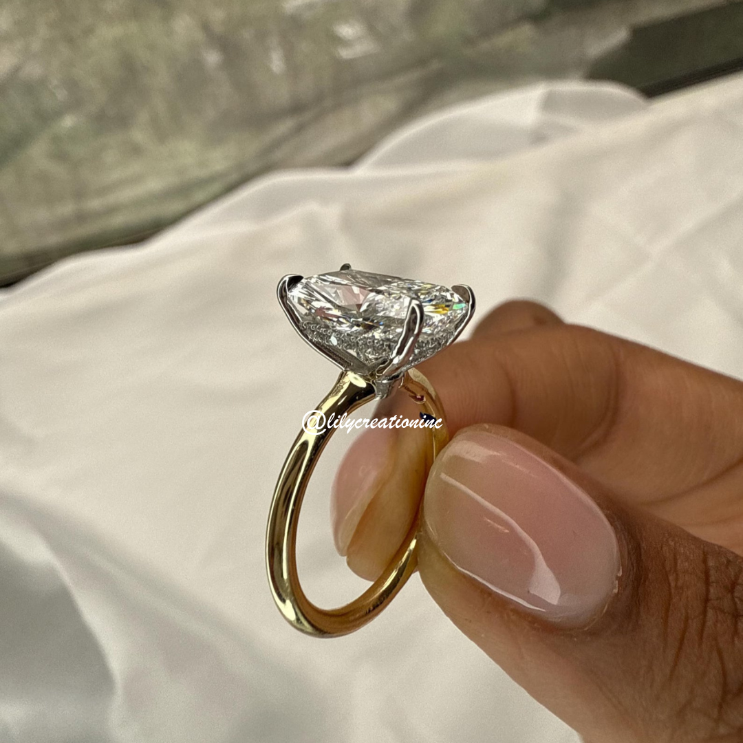 Two-Tone Cushion Solitaire Diamond Engagement Ring