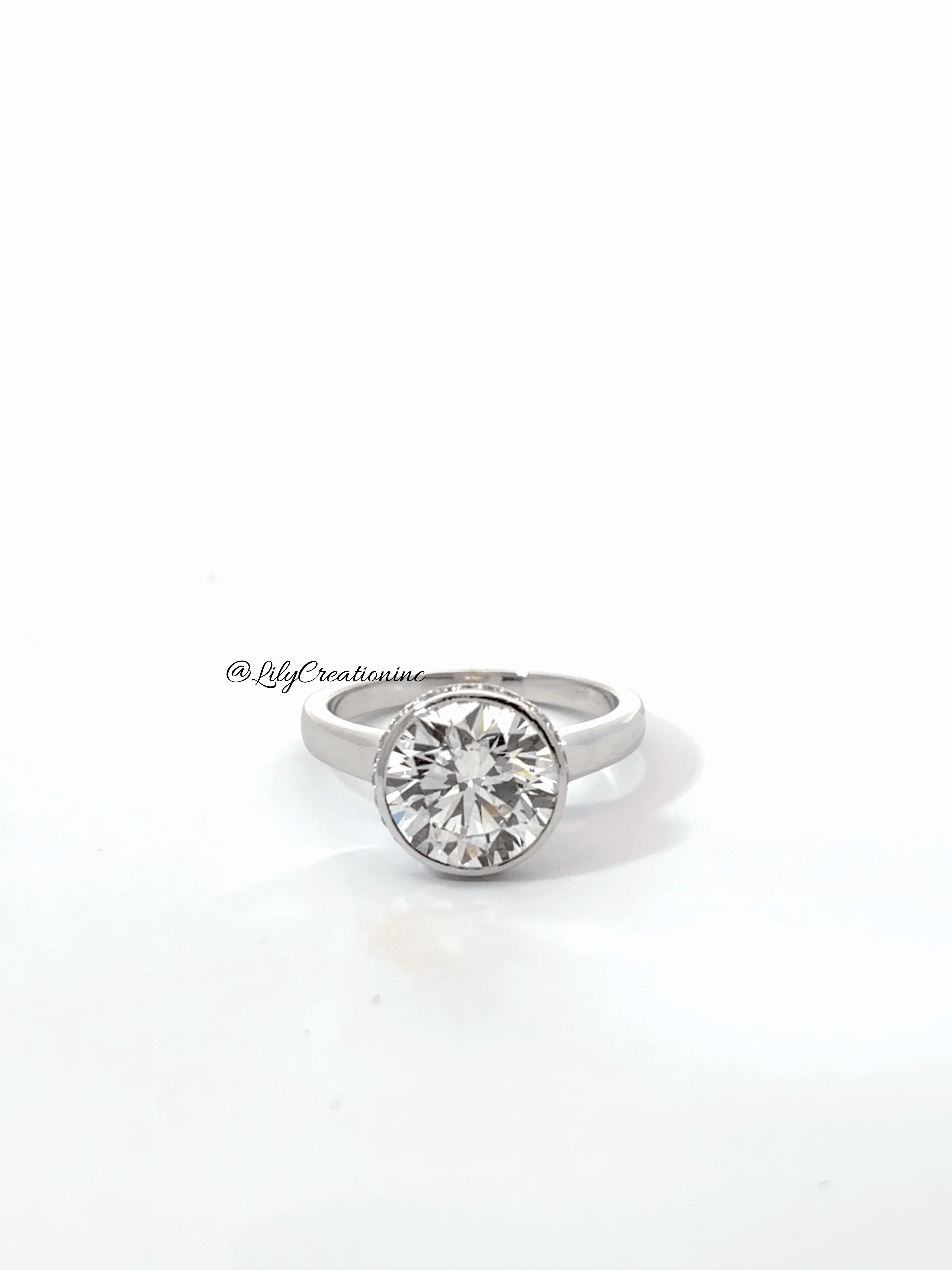 Round Bezel Set Lab Grown Diamond Engagement Ring