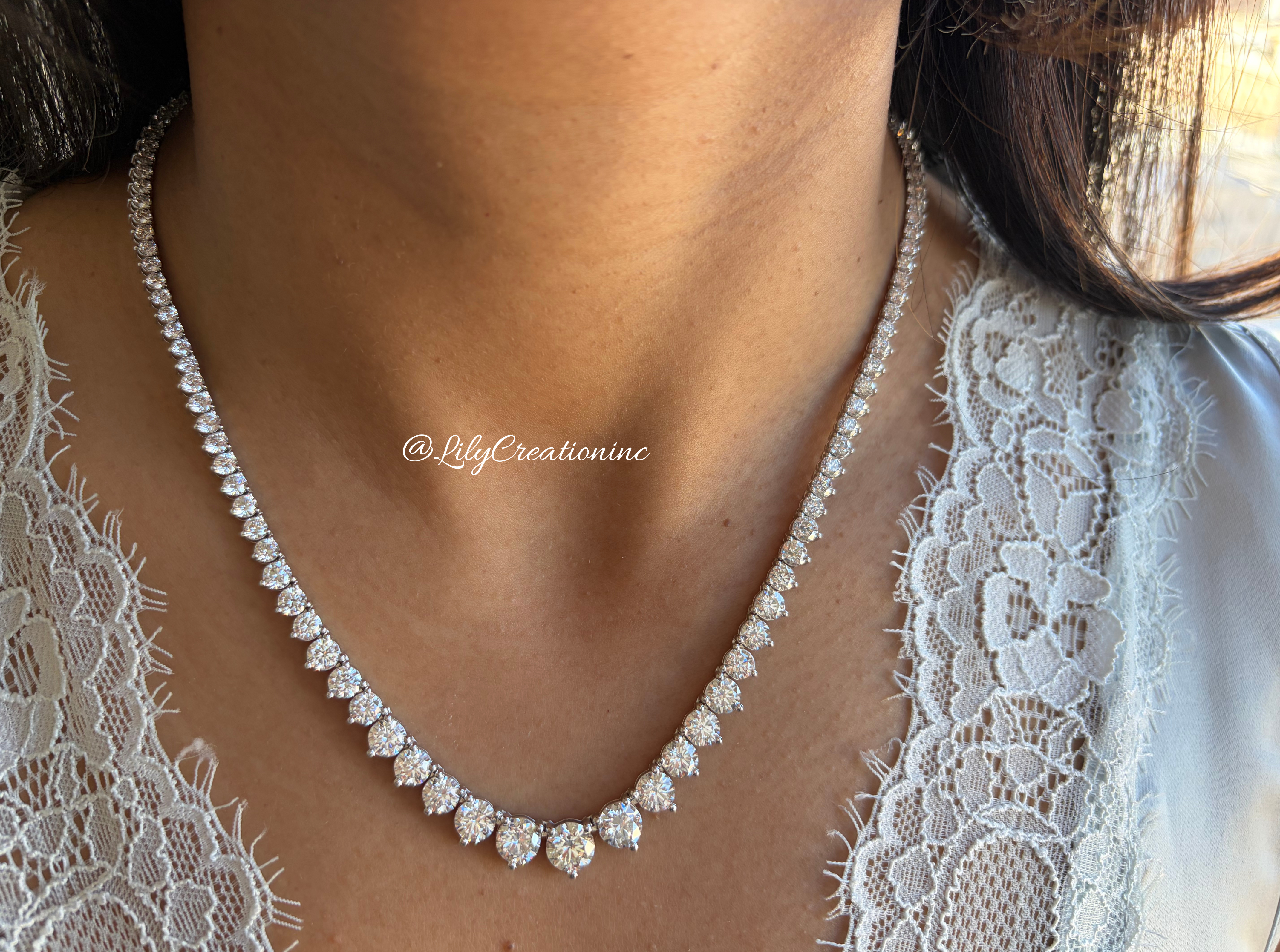 19 Carat Round Graduated Diamond Necklace
