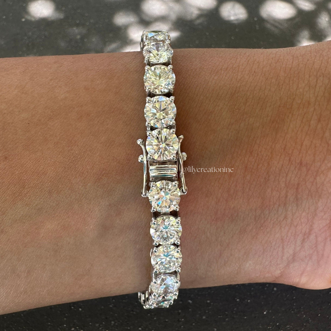 20 Carat Round Lab Grown Diamond Tennis Bracelet
