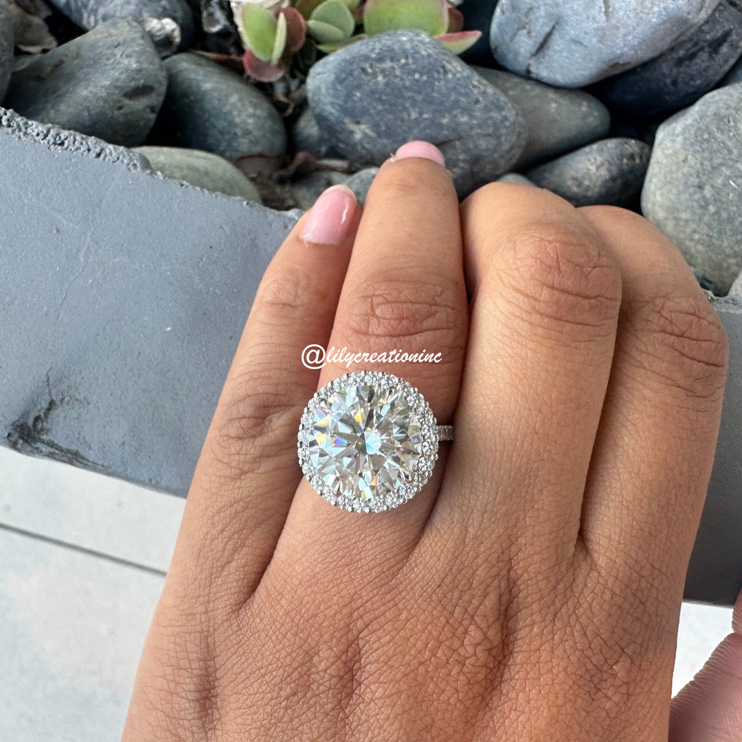 5 Ct Round Diamond Engagement Ring With Halo