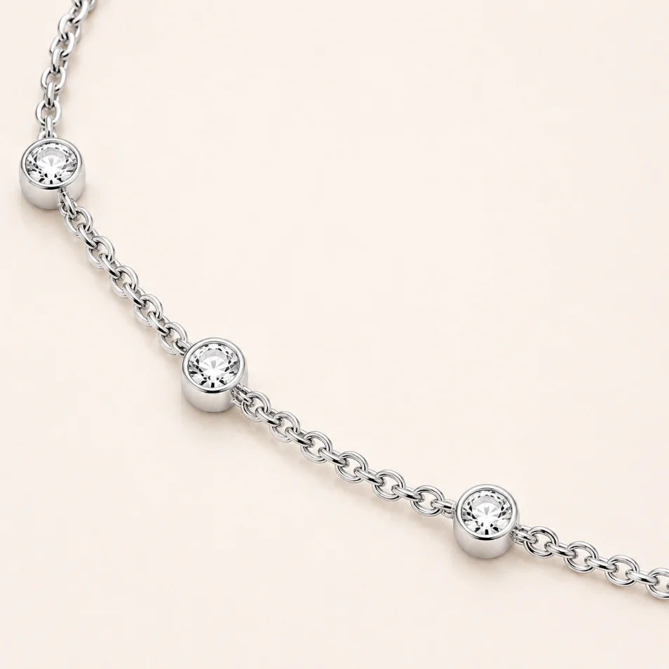 1.25 CTW Bezel-Set Diamond Station Bracelet 14K Gold