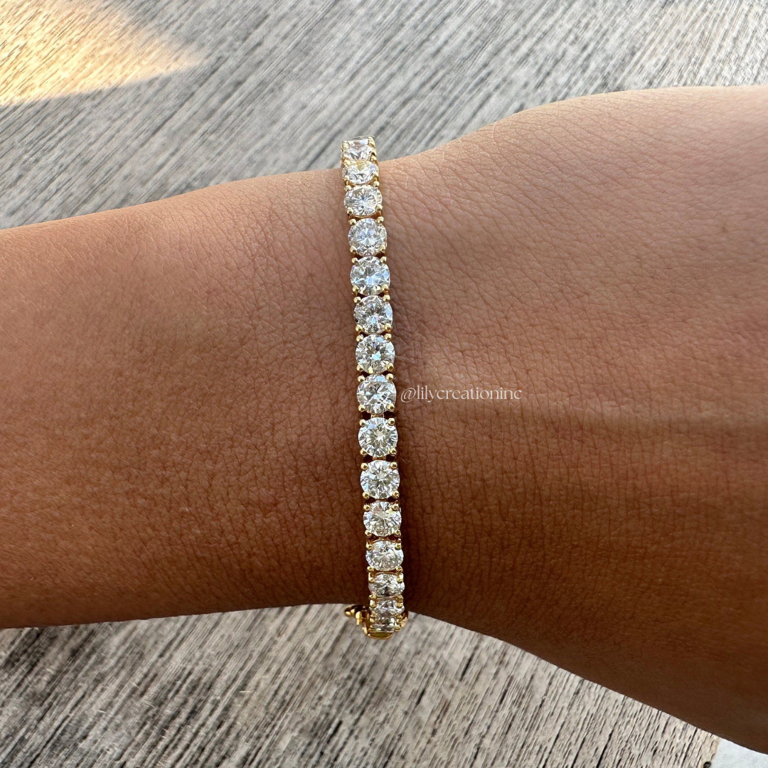 10 Carat Round Lab Grown Diamond Tennis Bracelet